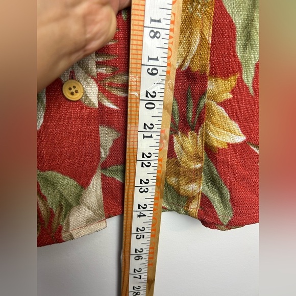 VTG Y2K TravelSmith Shirt Women M Floral Hawaiian Print Button Up Boho colored - Picture 10 of 11